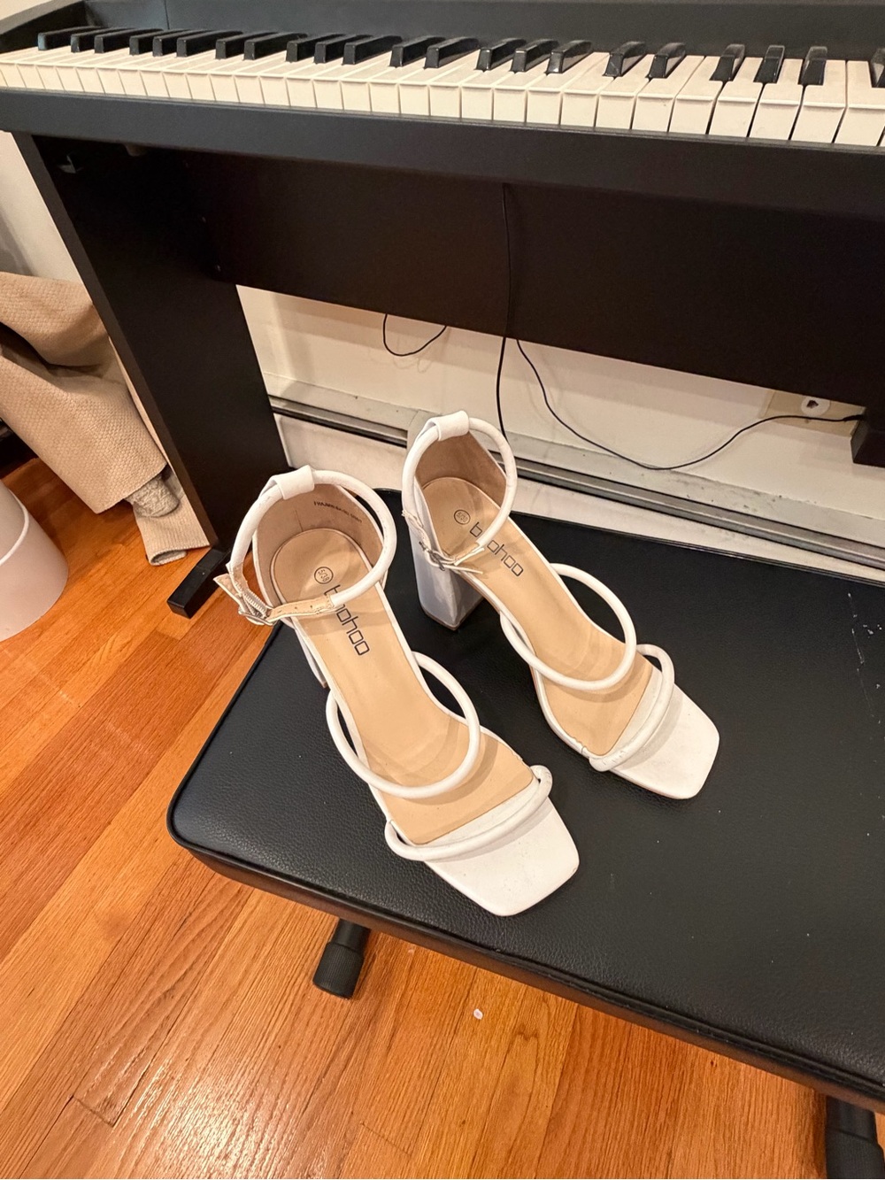 White Strappy Block Heel Sandals